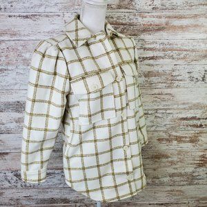 Treasure & Bond Plaid Puff Sleeve Button Up Shirt Jacket Size Multiple